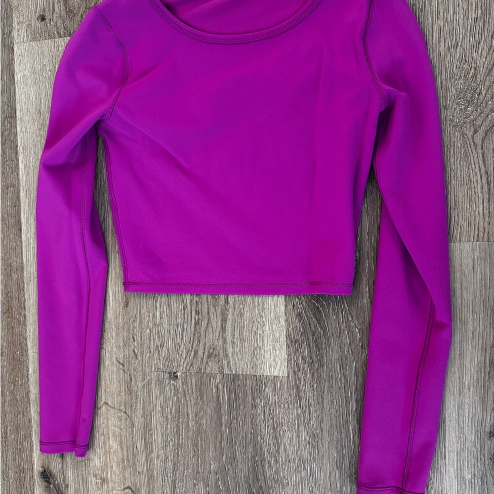 lululemon Magenta Long Sleeve crop Top size 4